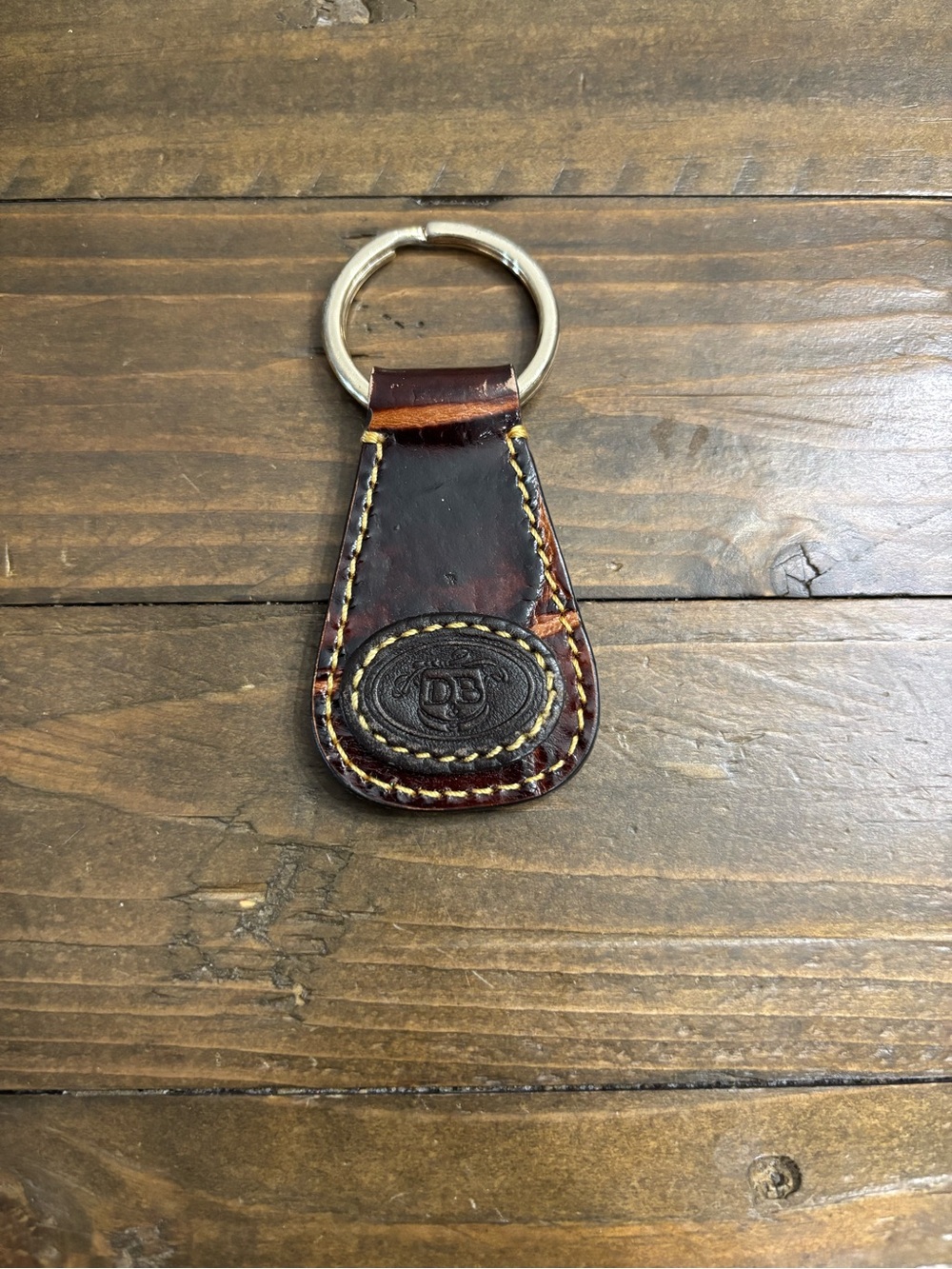Dooney & Bourke Dark Brown Vintage Leather Key Ring/Bag Charm